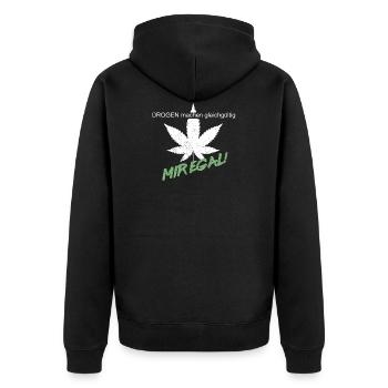 La drogue rend indifférent - Je m’en fous - Veste à capuche bio Premium Unisexe - noir - Dos - Nico (187cm)