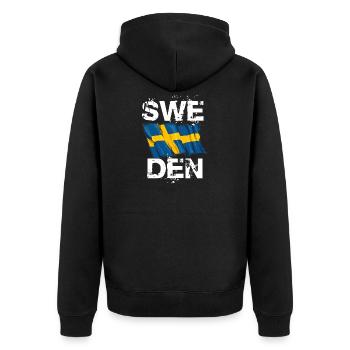 Schweden - Unisex Premium Bio Zip Hoodie - Schwarz - Hinten - Nico (187cm)