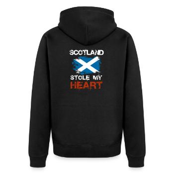 Schottland - Unisex Premium Bio Zip Hoodie - Schwarz - Hinten - Nico (187cm)