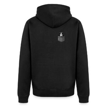 Boston Terrier Companion Grafik, Boston Terrier - Unisex Premium Bio Zip Hoodie - Schwarz - Hinten - Nico (187cm)