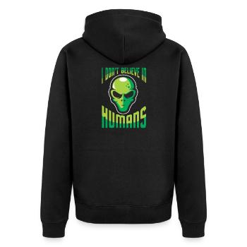 Alien Außerirdischer Ufo lustiger Spruch Geschenk - Unisex Premium Bio Zip Hoodie - Schwarz - Hinten - Nico (187cm)