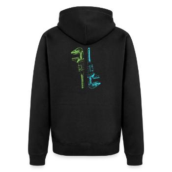 Rétro Vintage Outil Clé à molette - Veste à capuche bio Premium Unisexe - noir - Dos - Nico (187cm)