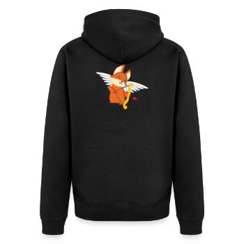 Fox – Cute Fox – Fox Lover – Cupid - Unisex Premium Organic Zip Hoodie - black - Back - Nico (187cm)