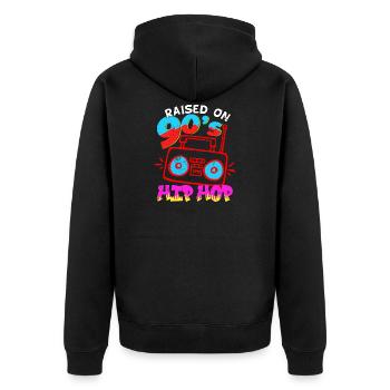 Elevé sur le hip hop des années 90 - Veste à capuche bio Premium Unisexe - noir - Dos - Nico (187cm)