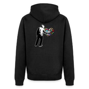 Graffiti Herz Doodle Draw Paint schreiben Wand Geschenk - Unisex Premium Bio Zip Hoodie - Schwarz - Hinten - Nico (187cm)