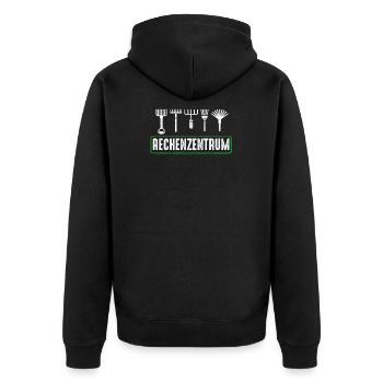 Rechenzentrum Gärtner - Unisex Premium Bio Zip Hoodie - Schwarz - Hinten - Nico (187cm)