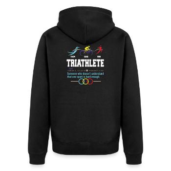 Humorous Triathlon Gift design Sports Cycling - Unisex Premium Organic Zip Hoodie - black - Back - Nico (187cm)