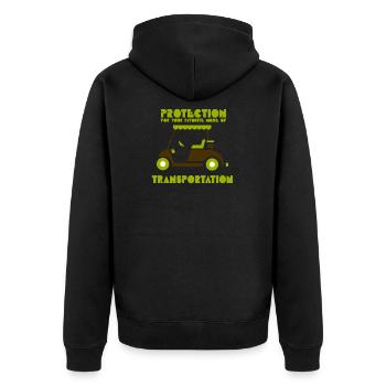 Golfspiel Golf Cart Transportation - Unisex Premium Bio Zip Hoodie - Schwarz - Hinten - Nico (187cm)