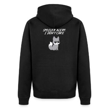 Wolf - Wölfe - Wolffan – Spoiler - Mir egal - Unisex Premium Bio Zip Hoodie - Schwarz - Hinten - Nico (187cm)