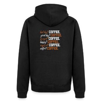 Café texte drôle anglais - Veste à capuche bio Premium Unisexe - noir - Dos - Nico (187cm)