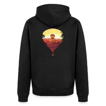 The call of the distance - hot air balloon, freedom - Unisex Premium Organic Zip Hoodie - black - Back - Nico (187cm)