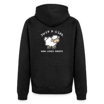 Just A Girl Who Loves Sheep graphic, Sheep Tee, - Unisex Premium Organic Zip Hoodie - black - Back - Nico (187cm)