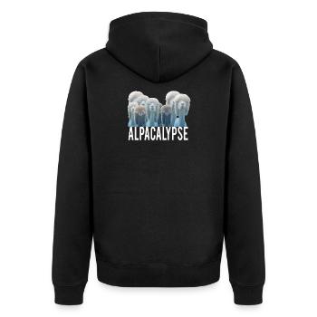 Top Fun Alpaca lover Alpacalypse Gift Design - Unisex Premium Organic Zip Hoodie - black - Back - Nico (187cm)