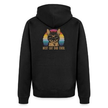 Best Dad Dad Dad Cat Cats Kitten Gift - Unisex Premium Organic Zip Hoodie - black - Back - Nico (187cm)