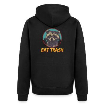 Waschbär Müll Eat Trash Panda Lustig Geschenk - Unisex Premium Bio Zip Hoodie - Schwarz - Hinten - Nico (187cm)