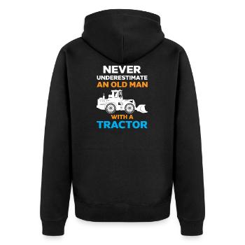 Never underestimate an old man - Unisex Premium Organic Zip Hoodie - black - Back - Nico (187cm)