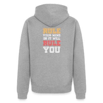Citations inspirantes - Veste à capuche bio Premium Unisexe - gris chiné - Dos - Nico (187cm)