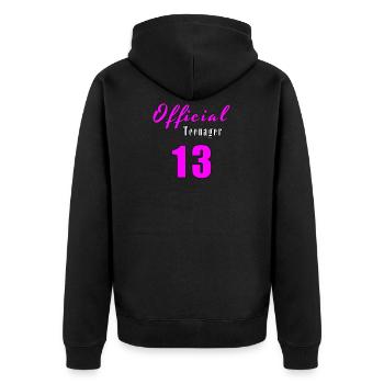 Offiziell Teenager - Unisex Premium Bio Zip Hoodie - Schwarz - Hinten - Nico (187cm)