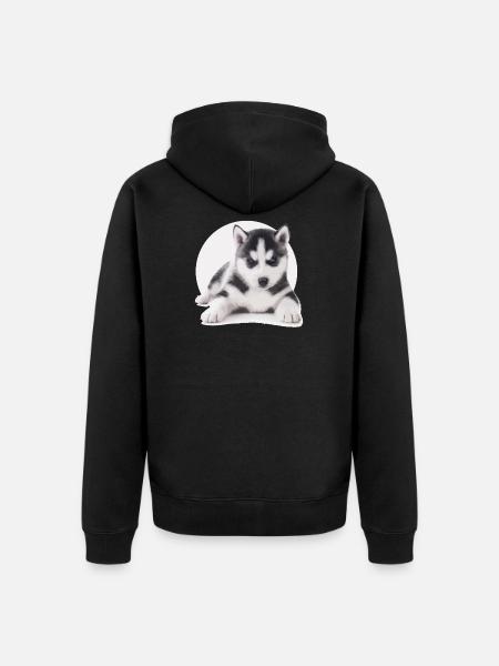Husky Welpen - Unisex Premium Bio Zip Hoodie - Schwarz