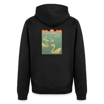 Schloss Nymphenburg München - Unisex Premium Bio Zip Hoodie - Schwarz - Hinten - Nico (187cm)