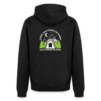 Lieber 1000 Sterne am Himmel als 5 am Hotel - Unisex Premium Bio Zip Hoodie - Schwarz - Hinten - Nico (187cm)