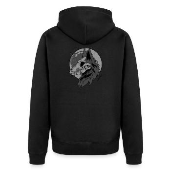 Wolf Beast Moon Canine Devour Mammal Animal Gift - Unisex Premium Organic Zip Hoodie - black - Back - Nico (187cm)