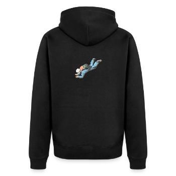 Sky Diving Jumping Fallschirmspringen Geschenk - Unisex Premium Bio Zip Hoodie - Schwarz - Hinten - Nico (187cm)