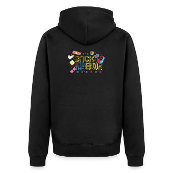 Back to the 80s 80er Jahre Retro - Unisex Premium Bio Zip Hoodie - Schwarz - Hinten - Nico (187cm)