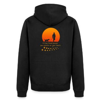 Hundebesitzer Pfotenprint - Unisex Premium Bio Zip Hoodie - Schwarz - Hinten - Nico (187cm)