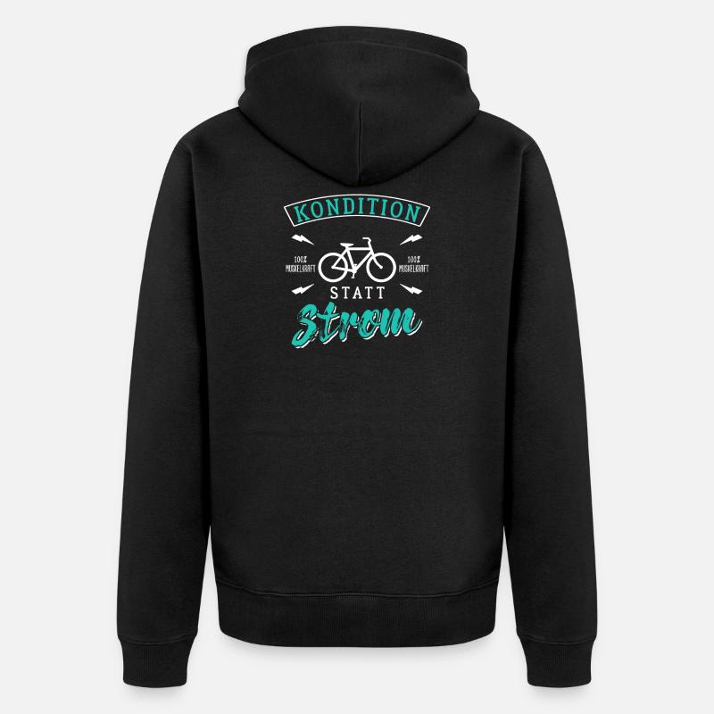 Kondition statt Strom - Unisex Premium Bio Zip Hoodie - Schwarz