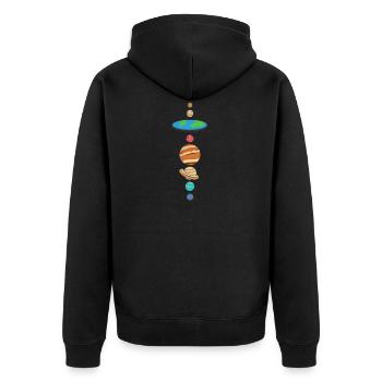 Flache Erde Flat Earth Theorie Planet Geschenk - Unisex Premium Bio Zip Hoodie - Schwarz - Hinten - Nico (187cm)