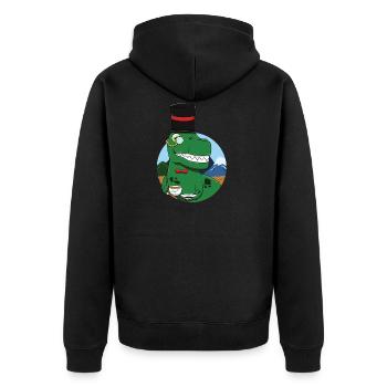 Tee Rex Frauen Männer T-Rex Wortspiel Cup Dinosaurier Zeichnung - Unisex Premium Bio Zip Hoodie - Schwarz - Hinten - Nico (187cm)
