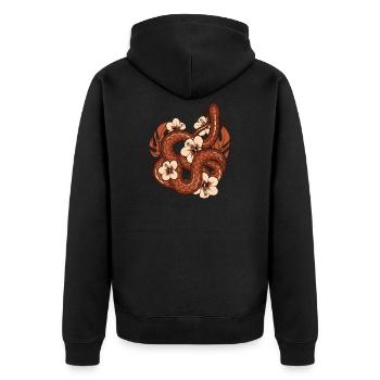 Hibiscus serpent Jungle tropicale - Veste à capuche bio Premium Unisexe - noir - Dos - Nico (187cm)
