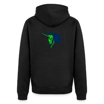 The Unicorn - Unisex Premium Organic Zip Hoodie - black - Back - Nico (187cm)