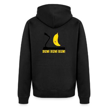 RUN RUN RUN! BANANA - Unisex Premium Bio Zip Hoodie - Schwarz - Hinten - Nico (187cm)