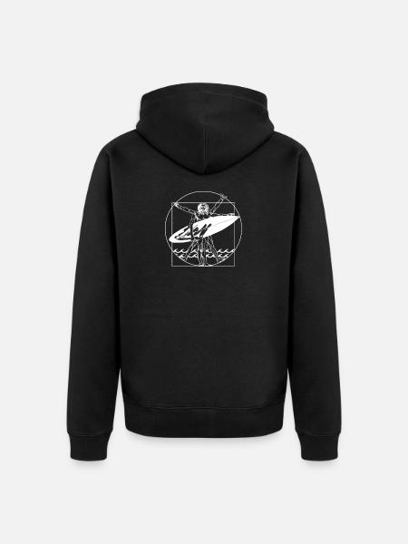 Vitruvianske mand surfer gave - Premium økologisk unisex-hættejakke - sort
