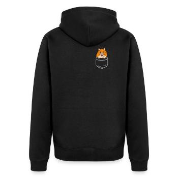 Pomeranian Zwergspitz Hund Hunde Tasche Pocket - Unisex Premium Bio Zip Hoodie - Schwarz - Hinten - Nico (187cm)