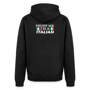 Italy - Unisex Premium Organic Zip Hoodie - black - Back - Nico (187cm)