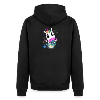 Einhorn Baby T-Shirt | Süßes Shirt mit Einhorn - Unisex Premium Bio Zip Hoodie - Schwarz - Hinten - Nico (187cm)