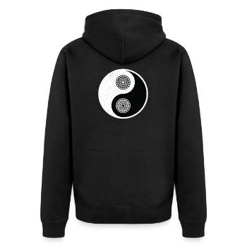 Ying Yang - Unisex Premium Bio Zip Hoodie - Schwarz - Hinten - Nico (187cm)