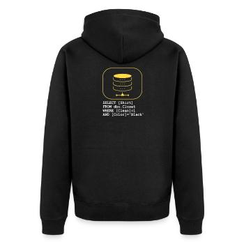Code Database SQL Sarcasm Developer Gift - Unisex Premium Organic Zip Hoodie - black - Back - Nico (187cm)