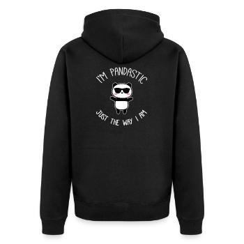 Panda - Unisex Premium Bio Zip Hoodie - Schwarz - Hinten - Nico (187cm)