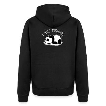 panda Müde/schlafen/faul - Unisex Premium Bio Zip Hoodie - Schwarz - Hinten - Nico (187cm)