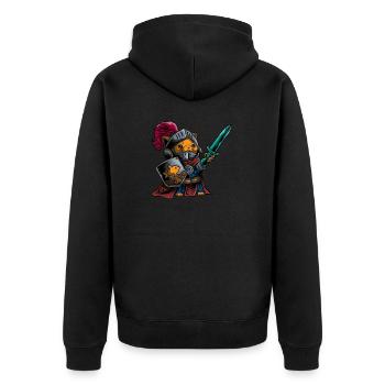 Ritter Cat Warrior Shield Schwert Cavalier Noble - Unisex Premium Bio Zip Hoodie - Schwarz - Hinten - Nico (187cm)