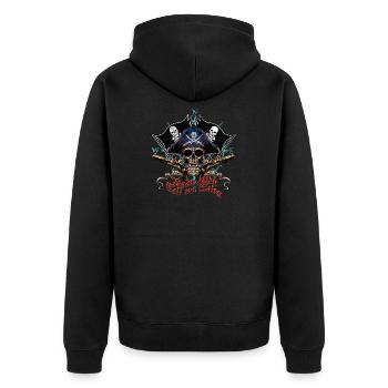 Piraten-Schädel-Gewehre tote Männer stellen Hauptknochen-Geschenk gegenüber - Unisex Premium Bio Zip Hoodie - Schwarz - Hinten - Nico (187cm)