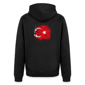 Turkey Music - Unisex Premium Organic Zip Hoodie - black - Back - Nico (187cm)
