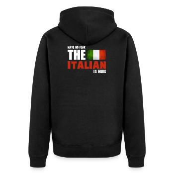 Lustig haben Sie keine Furcht, die der Italiener hier ist - Unisex Premium Bio Zip Hoodie - Schwarz - Hinten - Nico (187cm)
