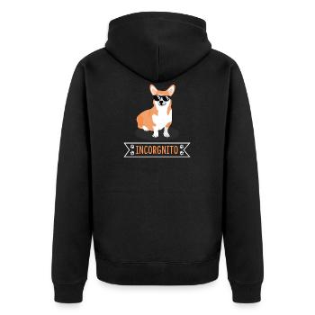Incorgnito Pembroke Welsh Hund - Unisex Premium Bio Zip Hoodie - Schwarz - Hinten - Nico (187cm)