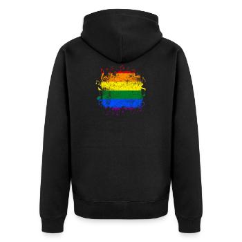 Regenbogenflagge Gay Pride LGBT Musik - Unisex Premium Bio Zip Hoodie - Schwarz - Hinten - Nico (187cm)