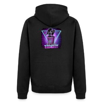 Waschbär Let's Get Trashy Retro 80er 70er Jahre - Unisex Premium Bio Zip Hoodie - Schwarz - Hinten - Nico (187cm)